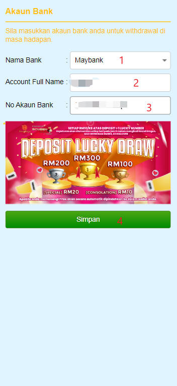 Free Credit New - Free Credit 365 - Biru44 - RM3 - Step 2 - Add A Bank Account - Part 1
