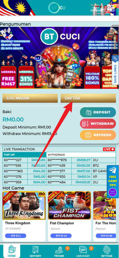 Free Credit New - Free Credit Slot - BTCUCI - RM30 - Step 1 - Register An Account - Part 1