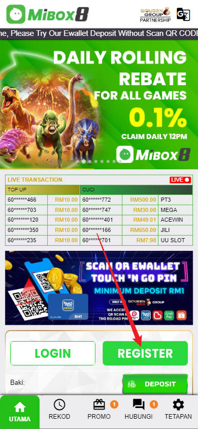 Free Credit New - Free Credit No Deposit - Mibox8 - RM5 - Step 1 - Register An Account - Part 1
