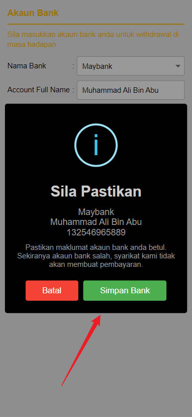 Free Credit New - Free Credit No Deposit - Mibox8 - RM5 - Step 2 - Add A Bank Account - Part 2

