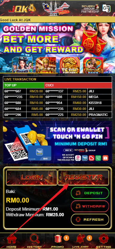 Step 1 - Register at JQK Malaysia Casino - Part 1