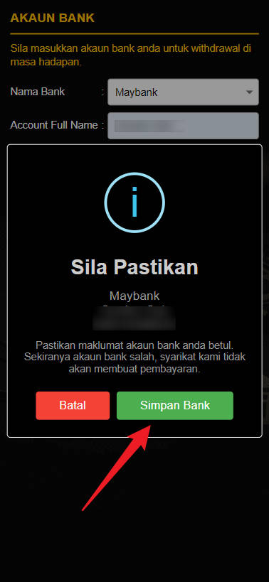 Free Credit New - Free Credit No Deposit - Pussy777 - RM38 - Step 2 - Add A Bank Account - Part 2