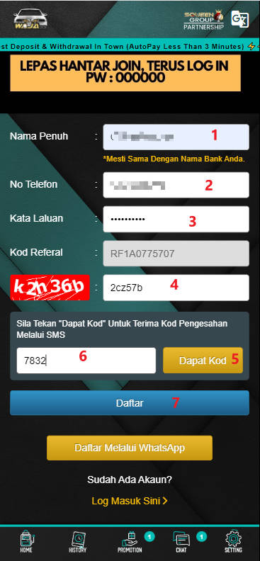 Free Credit New - Free Credit 365 - Waja33 - RM12 - Step 1 - Register An Account - Part 2