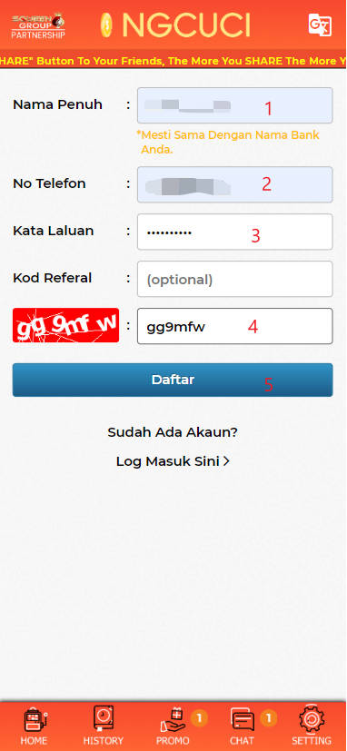 Free Credit New - Free Credit 365 - Ongcuci - RM10 - Step 1 - Register An Account - Part 2
