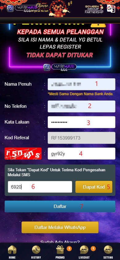 Free Credit New - Free Credit 365 - MariMari444 - RM10 - Step 1 - Register An Account - Part 2