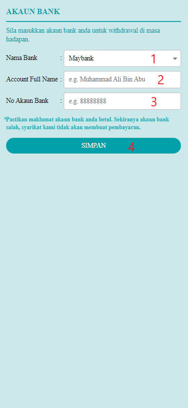 Free Credit New - Free Credit Slot - BTCUCI - RM30 - Step 2 - Add A Bank Account - Part 1