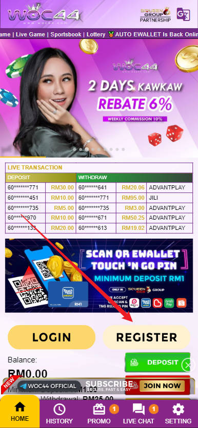 Free Credit New - Free Credit No Deposit - WOC44 - RM20 - Step 1 - Register An Account - Part 1