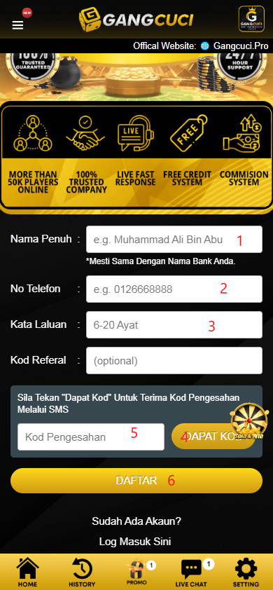Free Credit New - Free Credit No Deposit - GANGCUCI - RM30 - Step 1 - Register An Account - Part 2