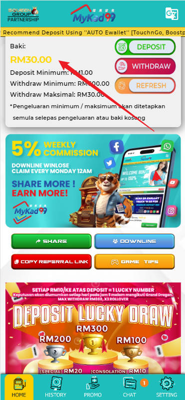 Free Credit New - Free Credit No Deposit - MyKad99 - RM30 - Step 4 - Check Balance