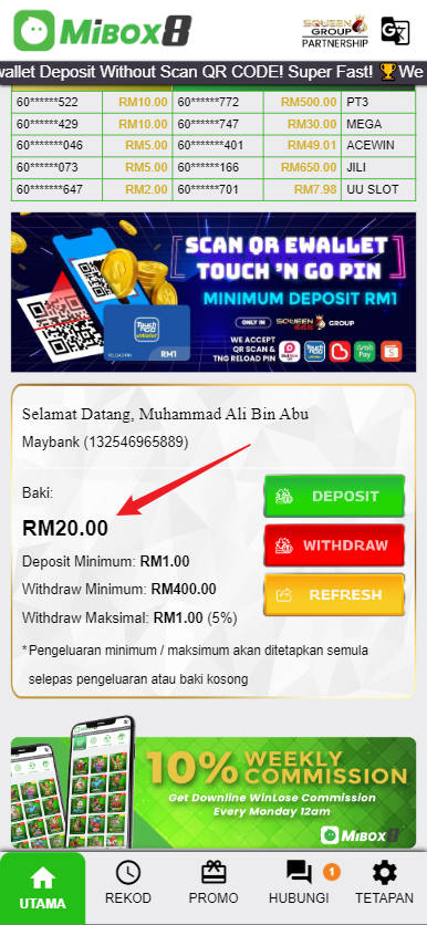 Free Credit New - Free Credit No Deposit - Mibox8 - RM5 - Step 4 - Check Balance
