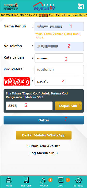 Free Credit New - Free Credit 365 - Mykad99 - RM12 - Step 1 - Register An Account - Part 2