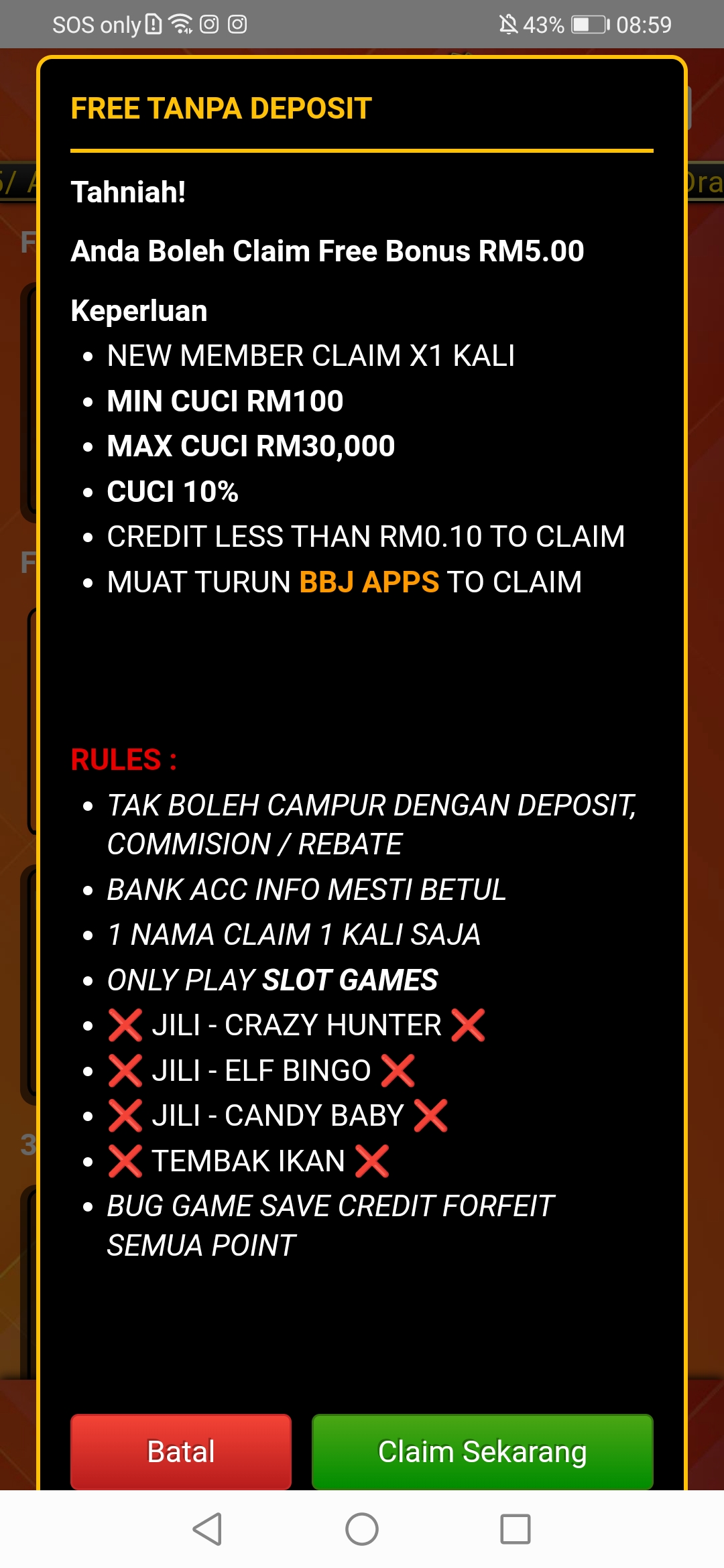 Free Credit New - Free Credit No Deposit - Big Boss Judi - RM5 - Step 3 - Claim Bonus - Part 3