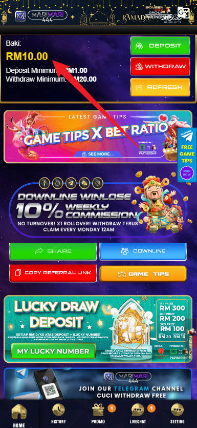 Free Credit New - Free Credit 365 - MariMari444 - RM10 - Step 4 - Check Balance