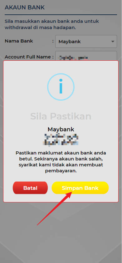 Free Credit New - Free Credit No Deposit - Dadu44 - RM20 - Step 2 - Add A Bank Account - Part 2