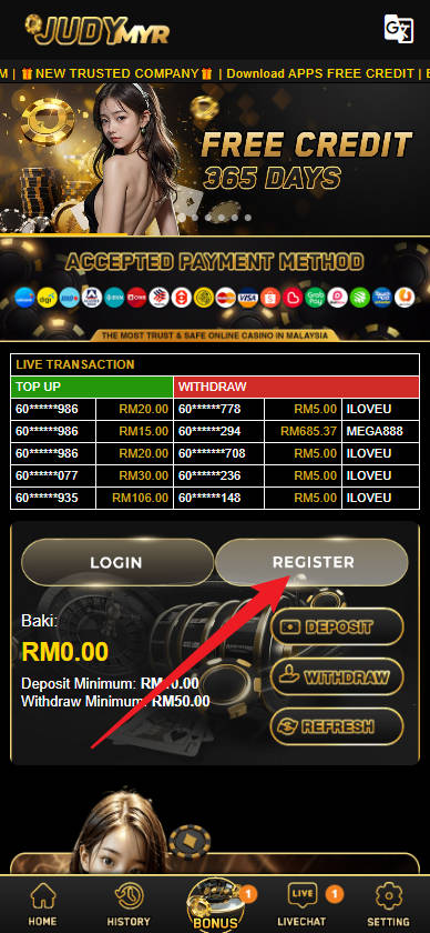 Free Credit New - Free Credit Slot - JUDYMYR - RM100 - Step 1 - Register An Account - Part 1