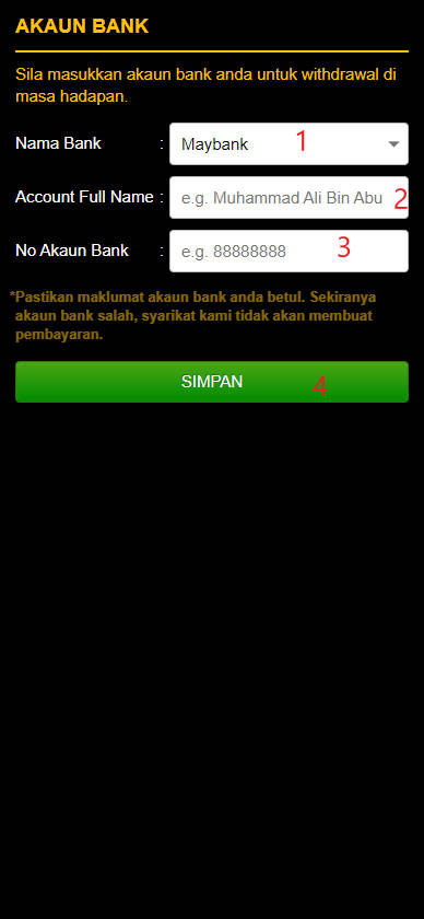 Free Credit New - Free Credit Slot - JUDYMYR - RM100 - Step 2 - Add A Bank Account - Part 1