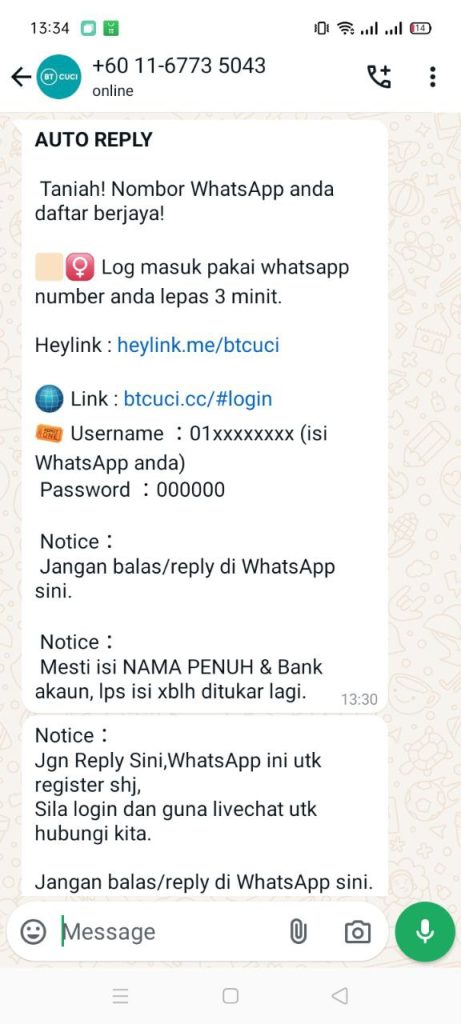 Free Credit New - Free Credit Slot - BTCUCI - RM30 - Step 1 - Register An Account - Part 3