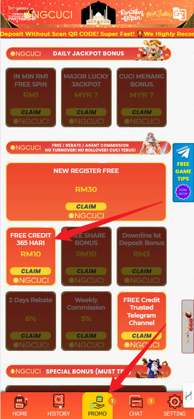Free Credit New - Free Credit 365 - Ongcuci - RM10 - Step 3 - Claim Bonus - Part 1