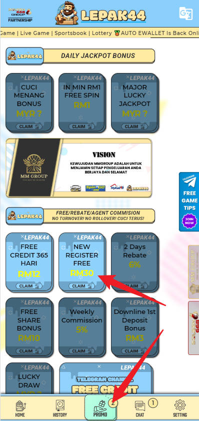 Free Credit New - Free Credit No Deposit - Lepak44 - RM30 - Step 3 - Claim Bonus - Part 1