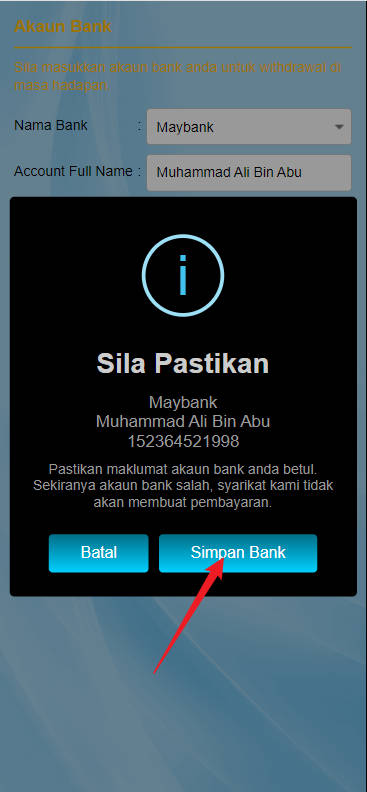 Free Credit New - Free Credit No Deposit - Newsky88 - RM30 - Step 2 - Add A Bank Account - Part 2