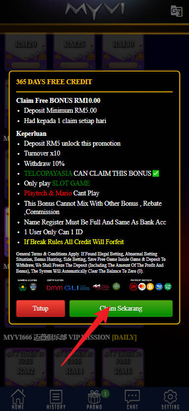 Free Credit New - Free Credit 365 - MYVI666 - RM10 - Step 3 - Claim Bonus - Part 2