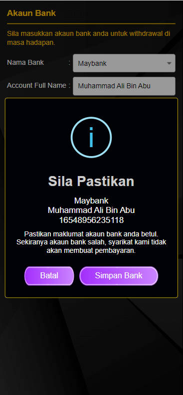 Free Credit New - Free Credit Slot - Ultra66 - RM20 - Step 2 - Add A Bank Account - Part 2
