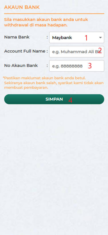 Free Credit New - Free Credit No Deposit - Super222 - RM20 - Step 2 - Add A Bank Account - Part 1