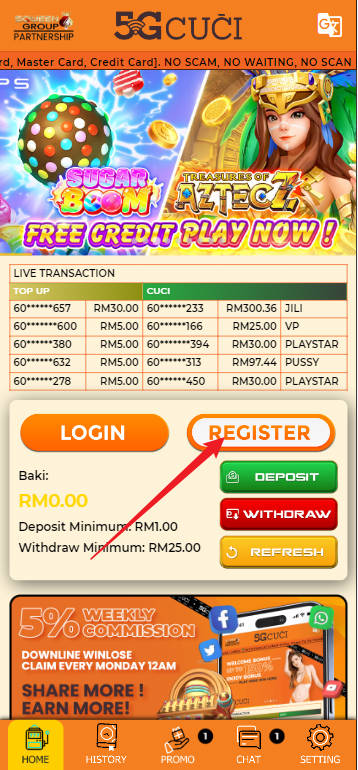 Free Credit New - Free Credit No Deposit - 5GCUCI - RM30 - Step 1 - Register An Account - Part 1