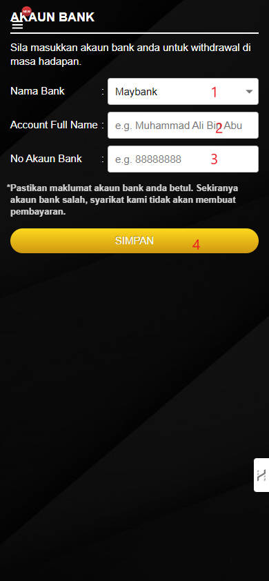 Free Credit New - Free Credit No Deposit - GANGCUCI - RM30 - Step 2 - Add A Bank Account - Part 1