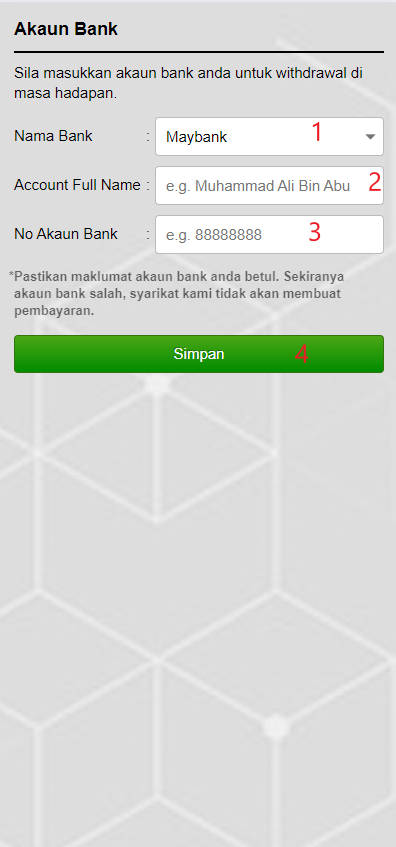 Free Credit New - Free Credit 365 - Segi44 - RM1 - Step 2 - Add A Bank Account - Part 1