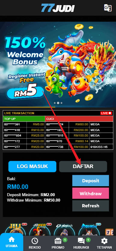 Step1 - Register at 77Judi Casino - Part 1