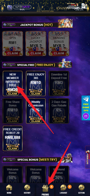 Free Credit New - Free Credit Slot - Ultra66 - RM20 - Step 3 - Claim Bonus - Part 1