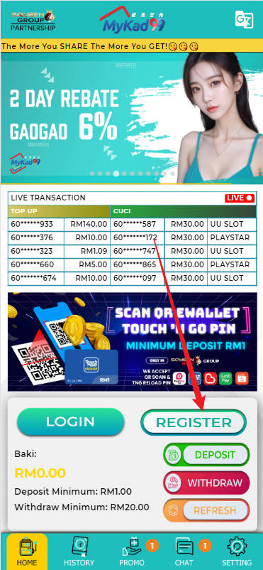 Free Credit New - Free Credit 365 - Mykad99 - RM12 - Step 1 - Register An Account - Part 1