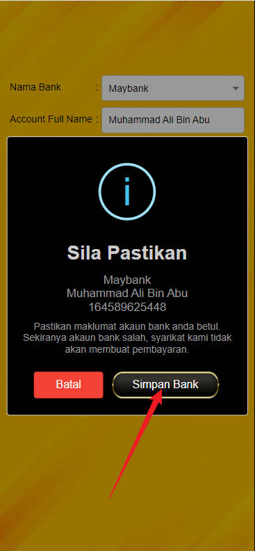Free Credit New - Free Credit Slot - Borneo777 - RM38 - Step 2 - Add A Bank Account - Part 2