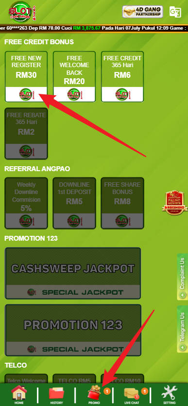 Free Credit New - Free Credit Slot - Cashsweep - RM5 - Step 3 - Claim Bonus - Part 1
