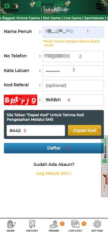 Free Credit New - Free Credit 365 - Berjayasama - RM3 - Step 1 - Register An Account - Part 2