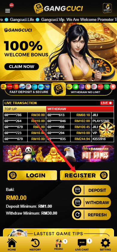 Free Credit New - Free Credit No Deposit - GANGCUCI - RM30 - Step 1 - Register An Account - Part 1