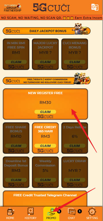 Free Credit New - Free Credit No Deposit - 5GCUCI - RM30 - Step 3 - Claim Bonus - Part 1