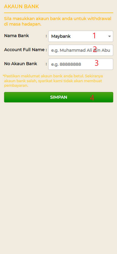 Free Credit New - Free Credit No Deposit - Cili88 - RM30 - Step 2 - Add A Bank Account - Part 1