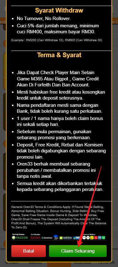 Free Credit New - Free Credit No Deposit - Oren33 - RM20 - Step 3 - Claim Bonus - Part 2 Free Credit New - Free Credit No Deposit - Oren33 - RM20 - Step 3 - Claim Bonus - Part 2