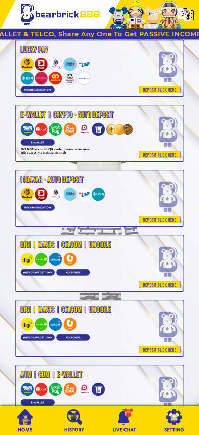 Bearbrick888 Casino - Payment Method Portal (Deposit and Withdrawal)