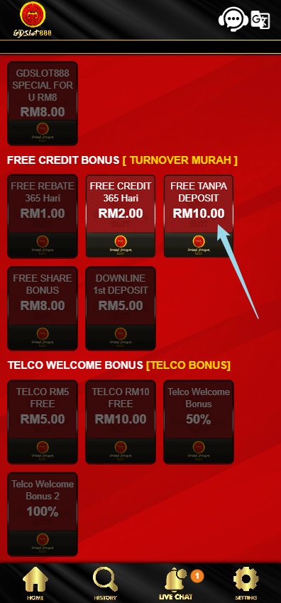 Free Credit New - Free Credit No Deposit - GDSlot888 - RM10 - Step 3 - Claim Bonus - Part 1