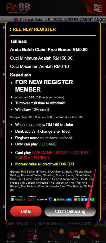 Free Credit New - Free Credit No Deposit - RA88 - RM5 - Step 3 - Claim Bonus - Part 2