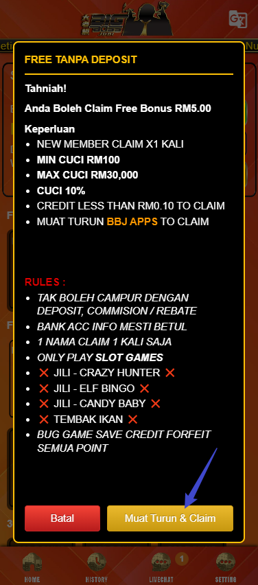 Free Credit New - Free Credit No Deposit - Big Boss Judi - RM5 - Step 3 - Claim Bonus - Part 2