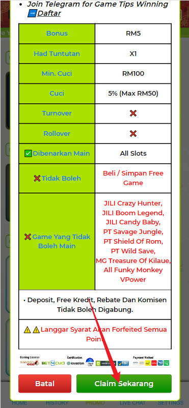 Free Credit New - Free Credit No Deposit - Bet4Cuci - RM5 - Step 3 - Claim Bonus - Part 2