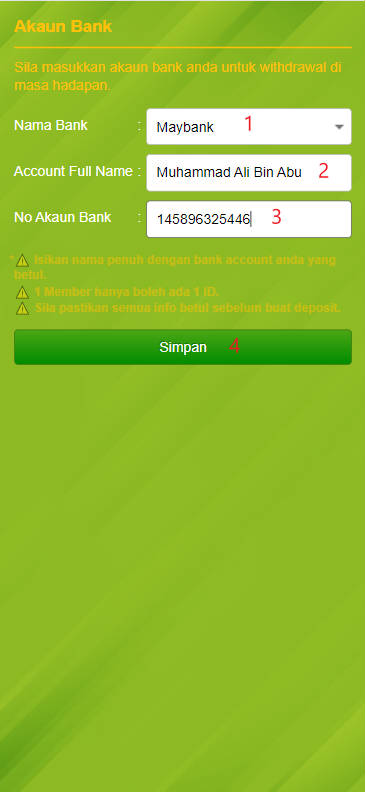 Free Credit New - Free Credit Slot - Cashsweep - RM5 - Step 2 - Add A Bank Account - Part 1
