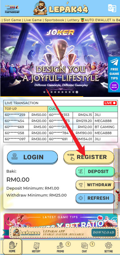 Free Credit New - Free Credit No Deposit - Lepak44 - RM30 - Step 1 - Register An Account - Part 1