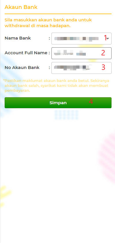 Free Credit New - Free Credit No Deposit - Lepak44 - RM30 - Step 2 - Add A Bank Account - Part 1