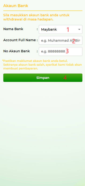 Free Credit New - Free Credit 365 - Hijau44 - RM3 - Step 2 - Add A Bank Account - Part 1
