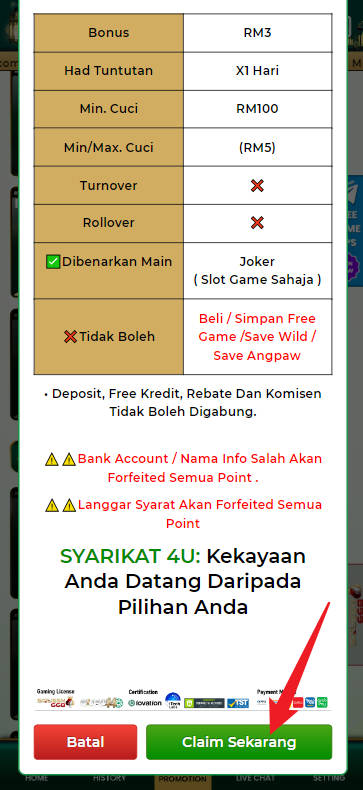 Free Credit New - Free Credit 365 - Hijau44 - RM3 - Step 3 - Claim Bonus - Part 2
